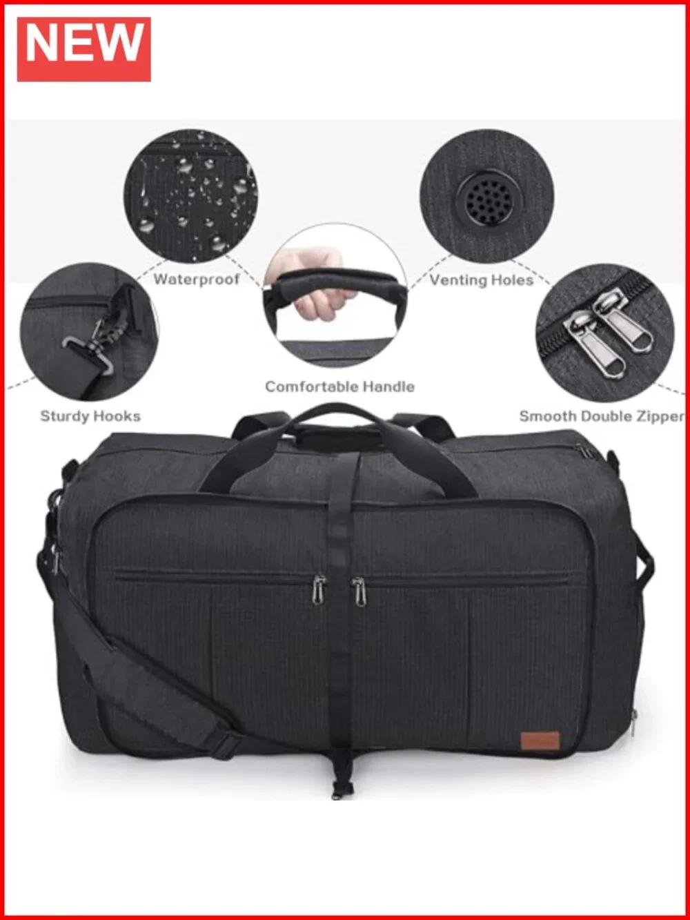 120L Foldable Collapsible Waterproof Travel Duffel Bag with Shoe Compartment